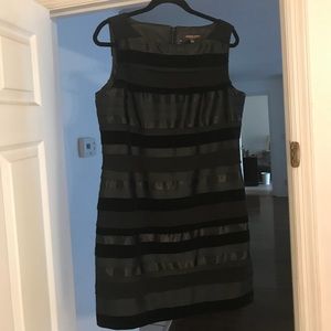 Adrienne Vittadini Layered Ribbon Black Dress